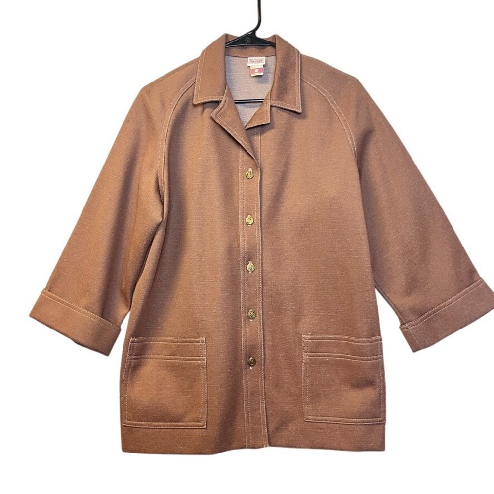 VTG GRAFF 70's CALIFORNIA WEAR‎ WOMENS Chore JACKET Brown Retro Boho Sz 14
